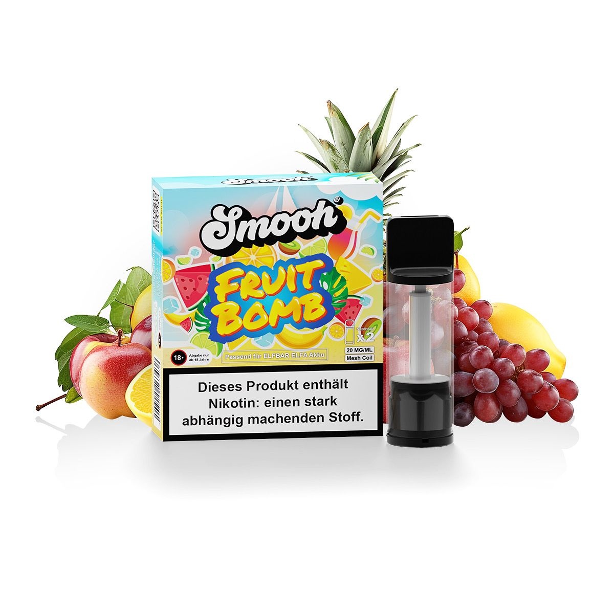 Smooh - POD - Fruit Bomb 2% Nikotin 600 Züge (2 Pods)